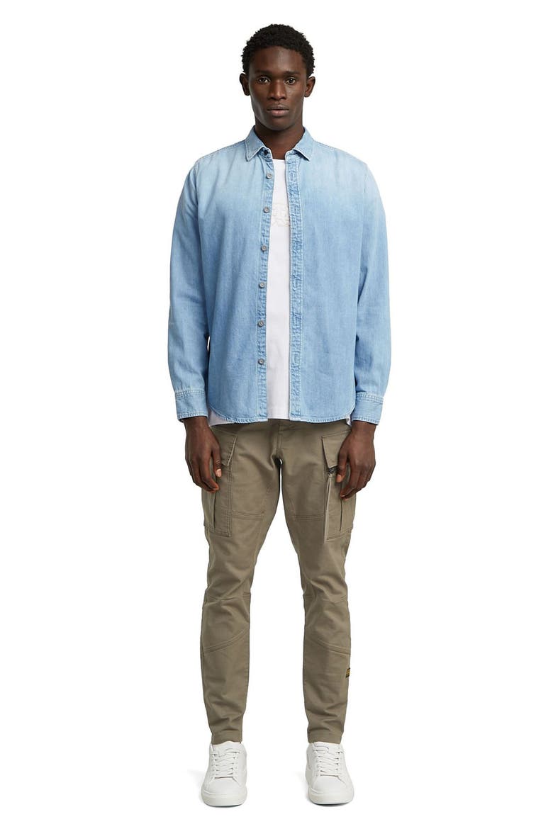 Clean Slim Fit Cotton Chambray Button-Up Shirt, Alternate, color, FADED THAMES