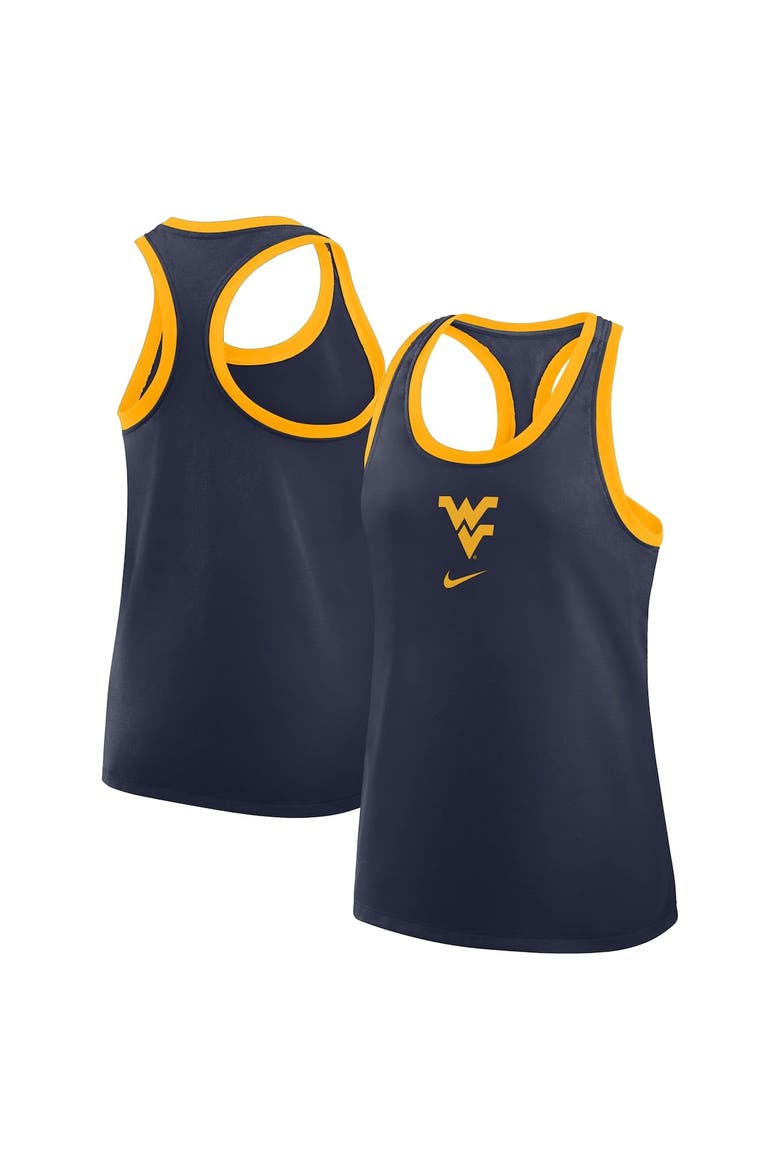 Women's Nike Navy West Virginia Mountaineers Primetime Tri-Blend Racerback Tank Top, Alternate, color, Navy