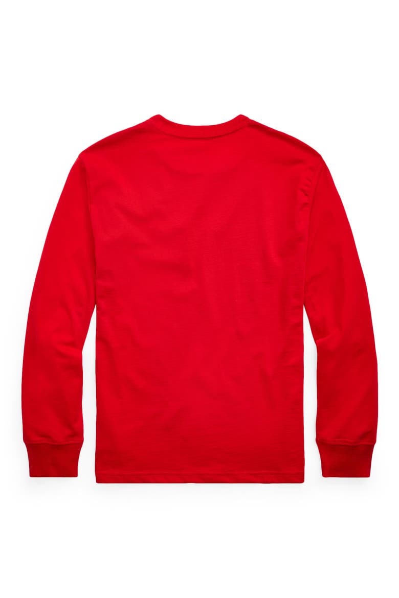 Kids' Long Sleeve Cotton Jersey T-Shirt, Alternate, color, RED