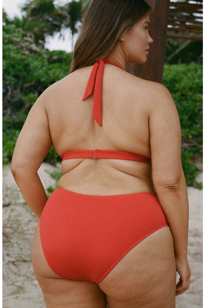 Textured Bikini Top, Alternate, color, RED