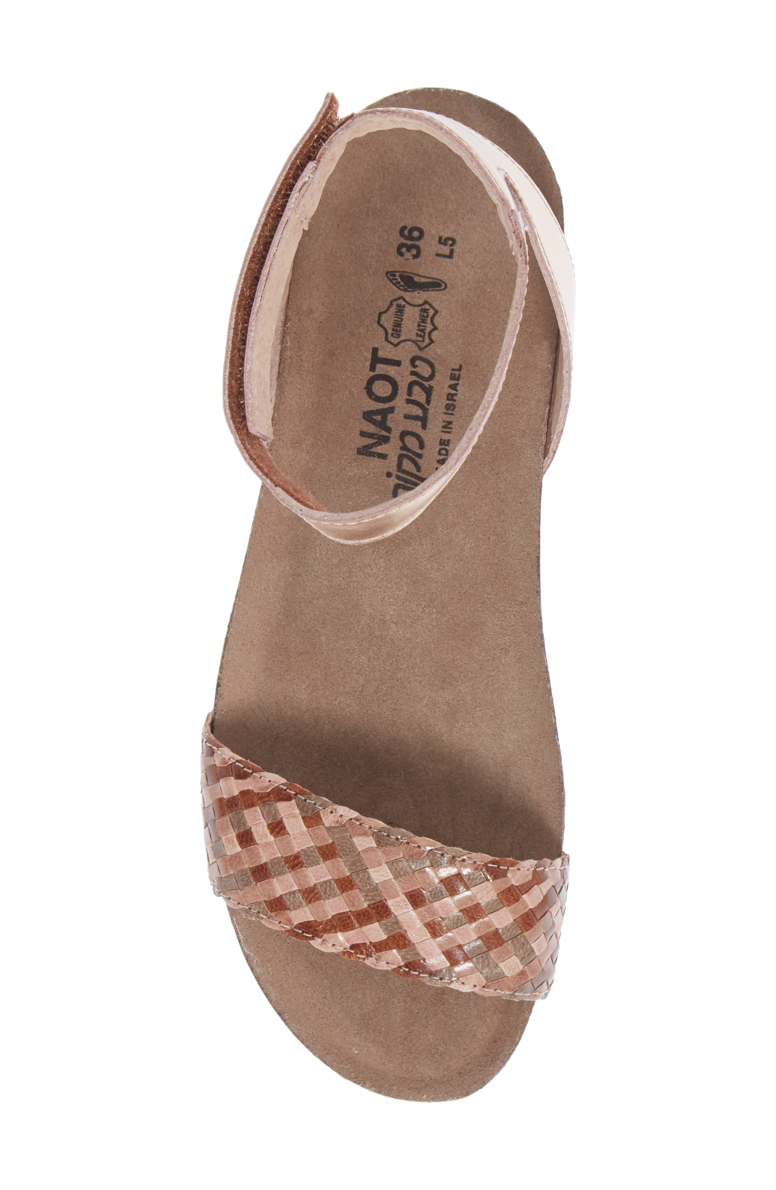 Abbie Ankle Strap Sandal, Alternate, color, NATURAL/ ROSE GOLD LEATHER