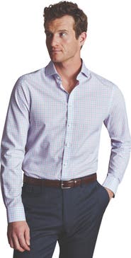 Charles Tyrwhitt Check Non-Iron Twill Cutaway Slim Fit Shirt Single Cuff