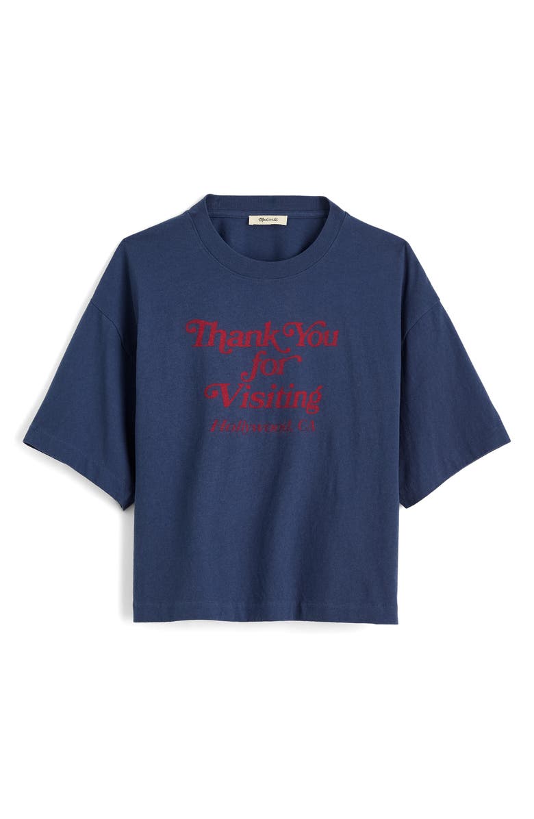 Madewell The Boxy Jersey Crop T-Shirt, Alternate, color, Petrol Navy