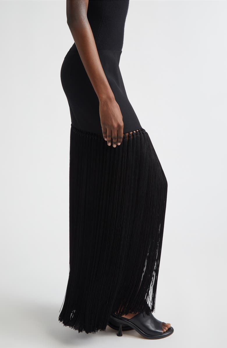 Michael Kors Collection Tassel Wool Gabardine Miniskirt, Alternate, color, Black