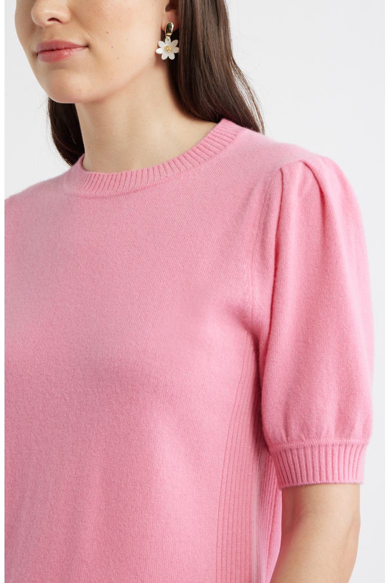 Puff Sleeve Wool & Cashmere Sweater, Alternate, color, PINK ZENNA