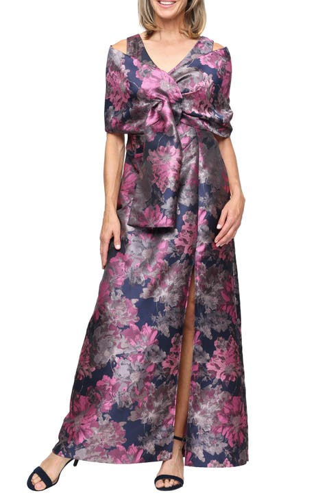 Floral Jacquard Gown with Jacket