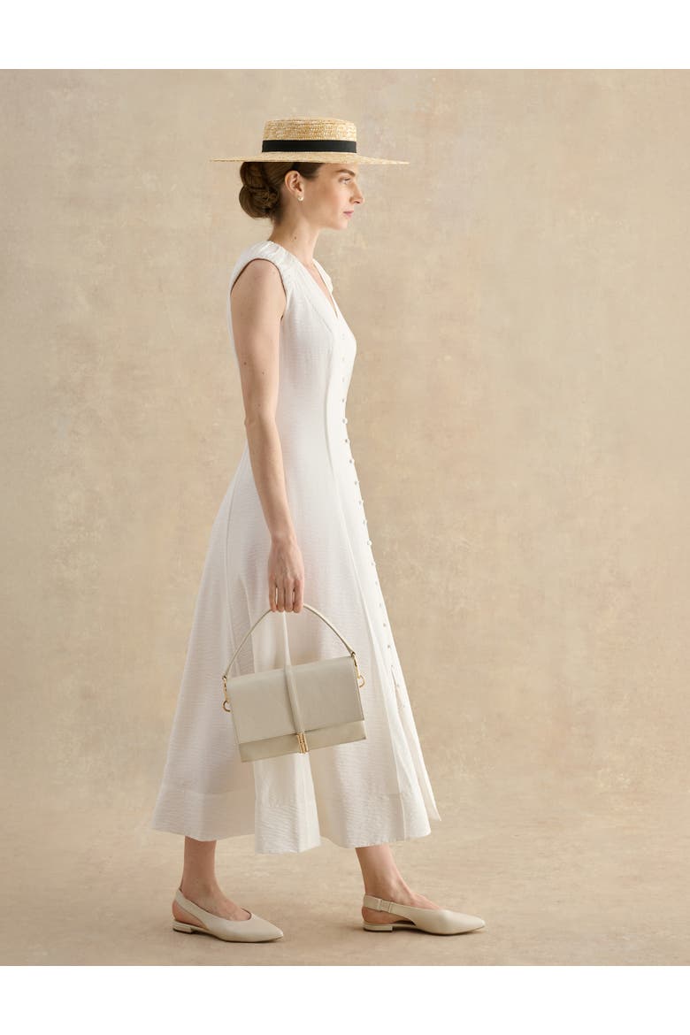 Elida Button-Front Midi Dress, Alternate, color, Ivory