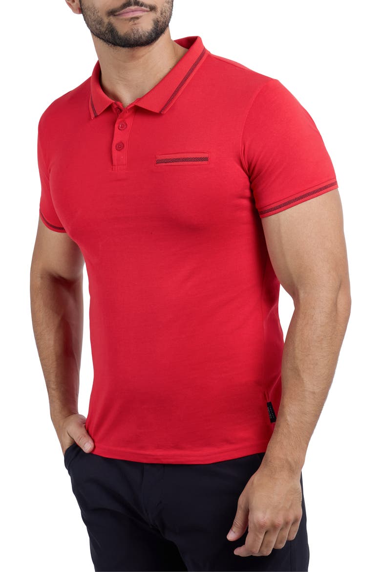 Jacquard Polo, Alternate, color, RED/ NAVY