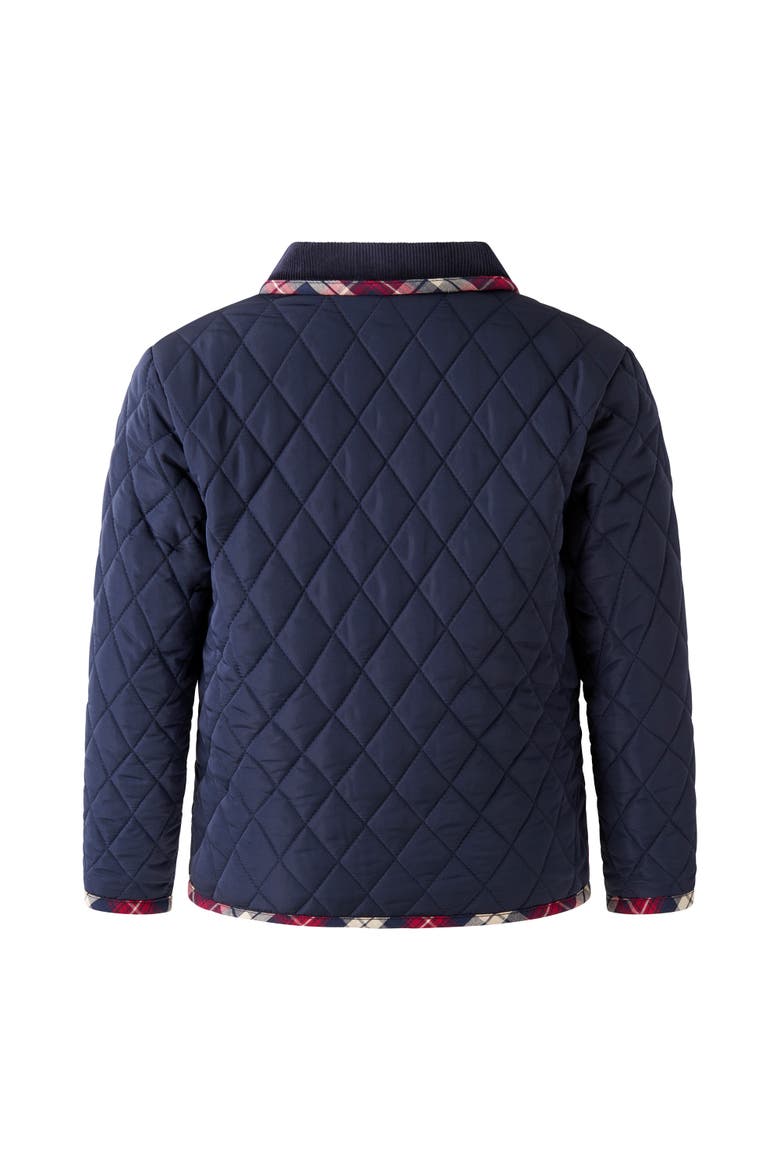 Tartan Trim Quilted Jacket, Alternate, color, Navy