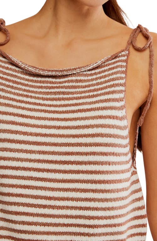 Free People Claire Stripe Knit Crop Camisole In White Praline Combo