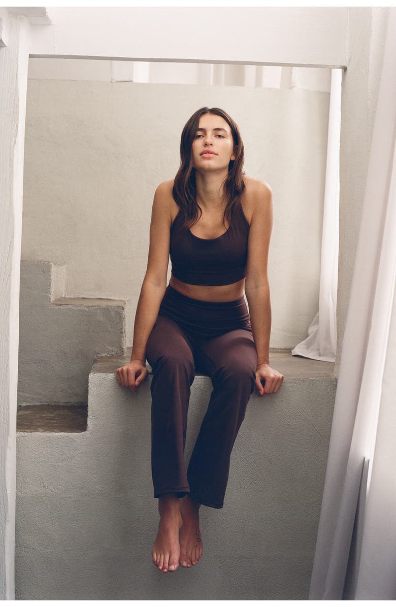 H&M Flared yoga leggings with softmove, Alternate, color, Warm Brown