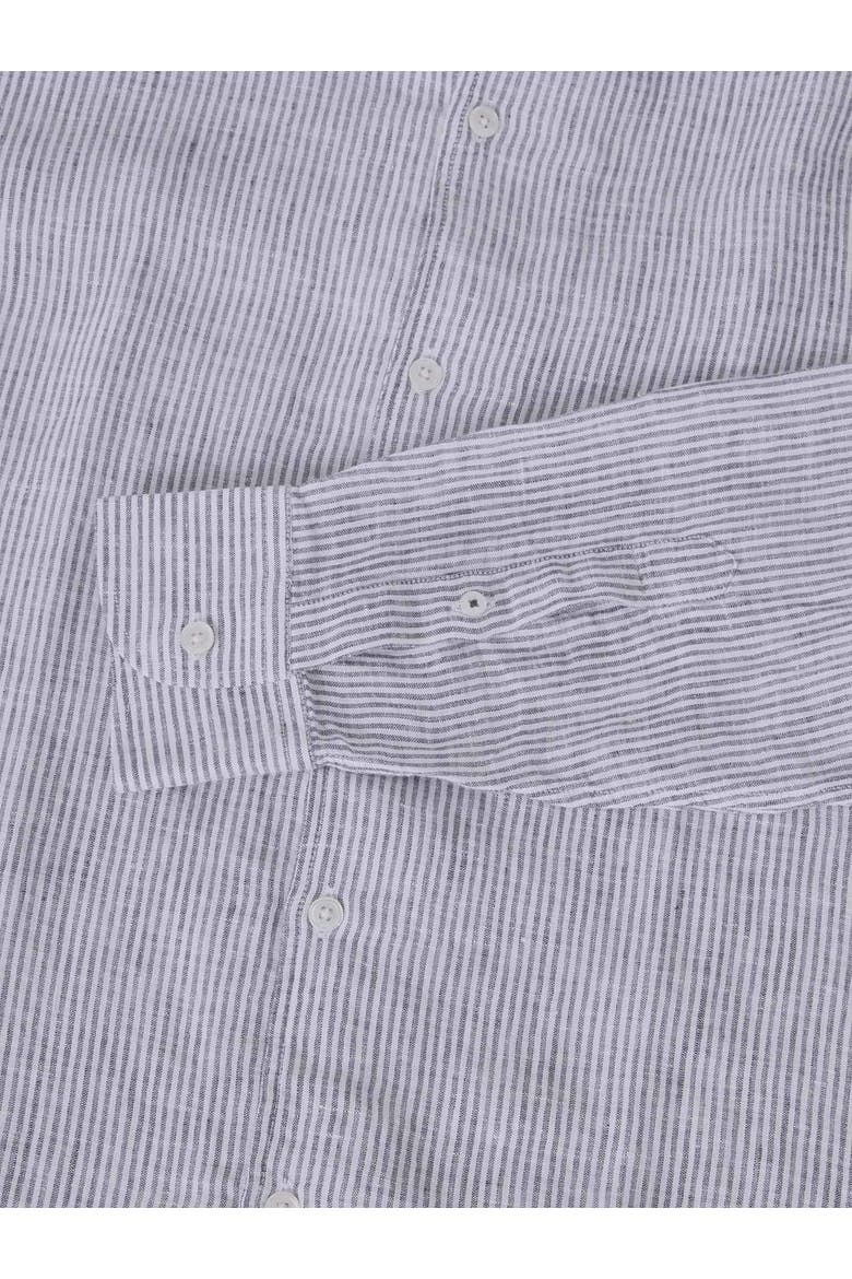 Morgan Medium Stripe Linen Shirt, Alternate, color, Navy