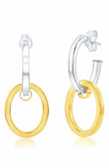 Two-Tone Double Oval Hoop Earrings
