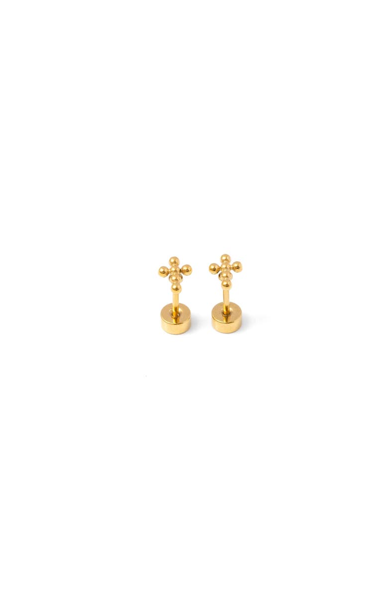 Pip Pop Beaded Cross Earrings, Main, color, Gold