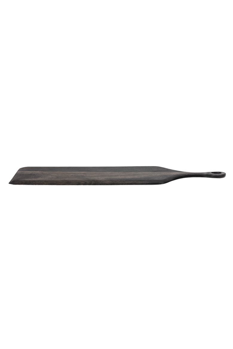 Tall Acacia Wood Cheese and Cutting Board with Round Opening on Handle, Black, Alternate, color, Black