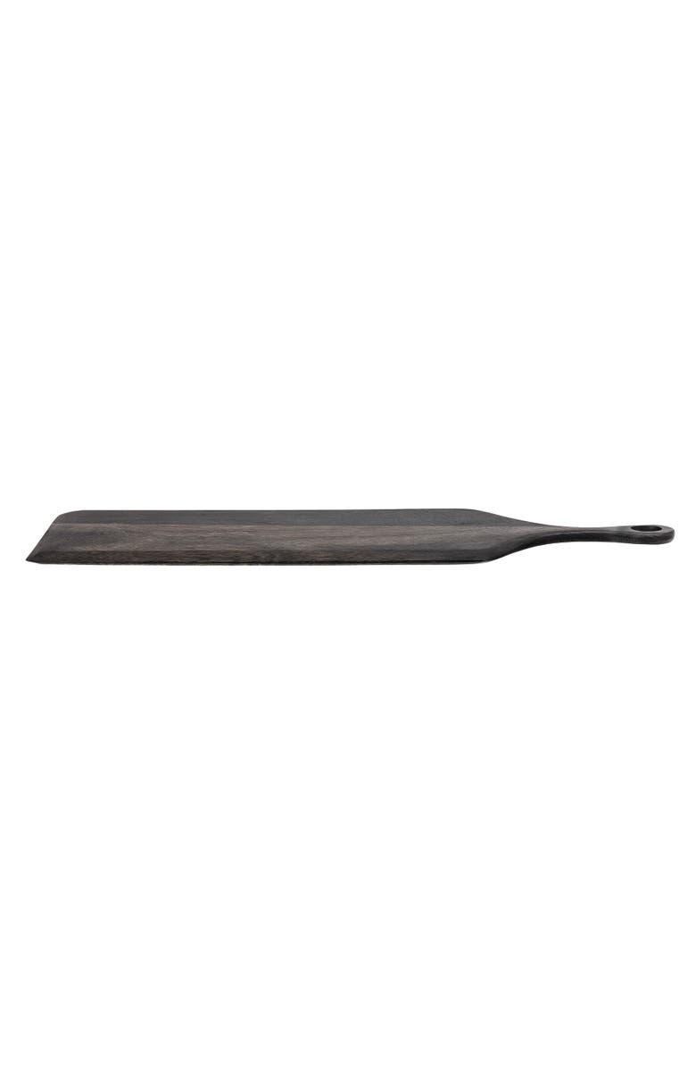 Storied Home Tall Acacia Wood Cheese and Cutting Board with Round Opening on Handle, Black, Alternate, color, Black