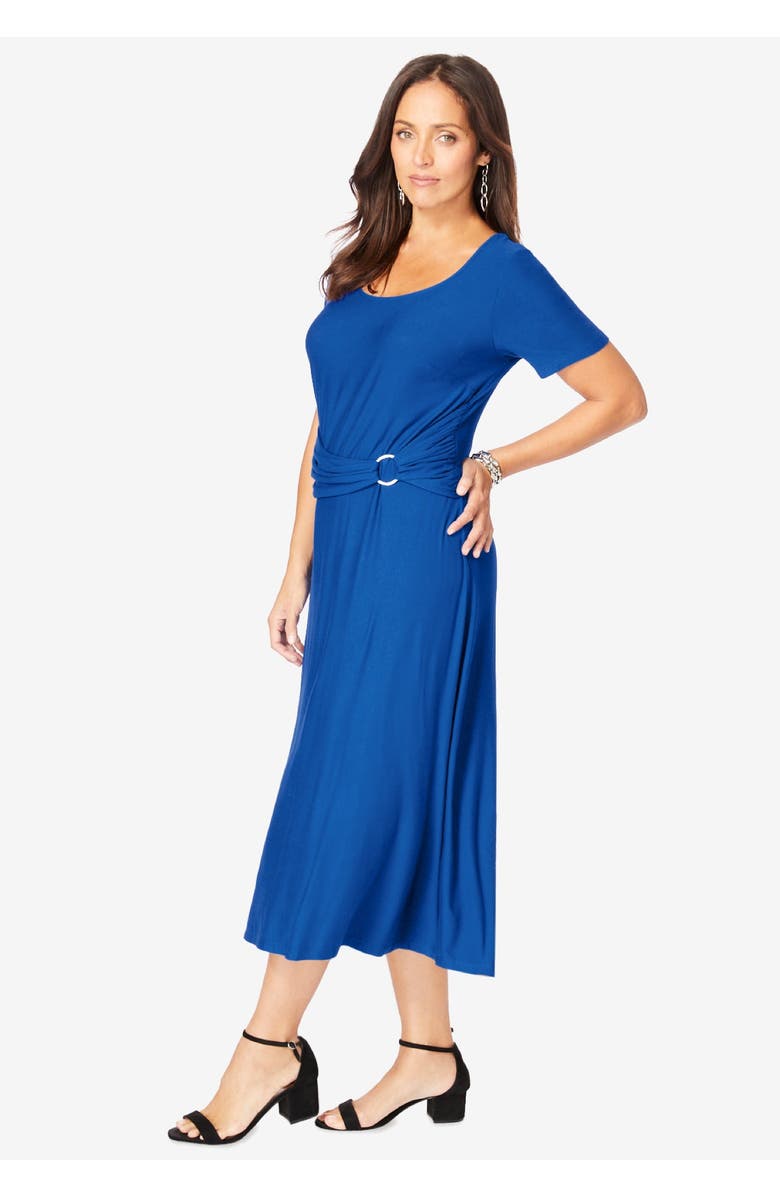 Jessica London Buckle Midi Dress, Alternate, color, Aqua Sea