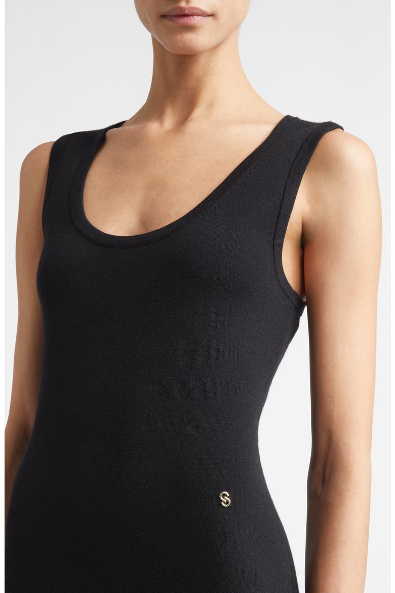 Signature Double Face Wool Blend Milano Stitch Sweater Dress, Alternate, color, BLACK