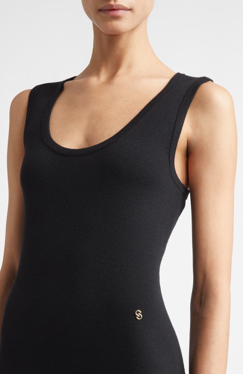 ST. JOHN Signature Double Face Wool Blend Milano Stitch Sweater Dress, Alternate, color, Black