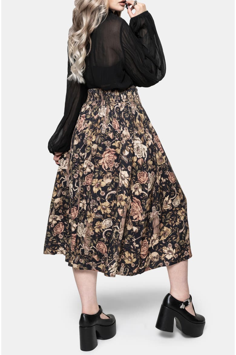 Triple Goddess Button Down Midi Skirt, Alternate, color, Black
