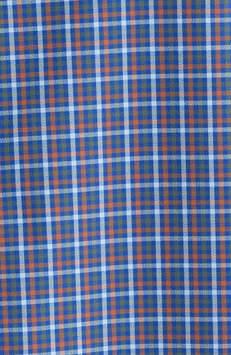 Mizzen+Main Leeward No Tuck Trim Fit Plaid Performance Button-Up Shirt, Alternate, color, Cobalt Doug Plaid