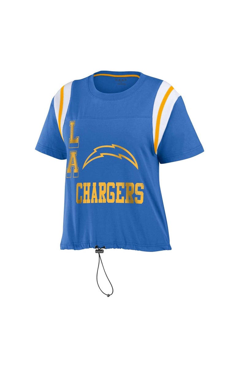 WEAR by Erin Andrews Women's WEAR by Erin Andrews Powder Blue Los Angeles Chargers Cinched Colorblock T-Shirt, Alternate, color, Powder Blue