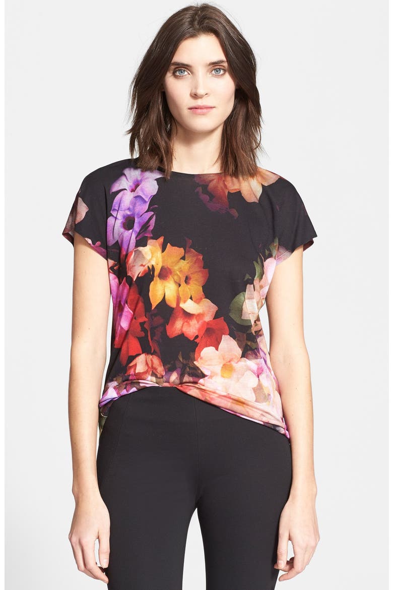 'Priddyy Cascading Flora' Top, Main, color, BLACK