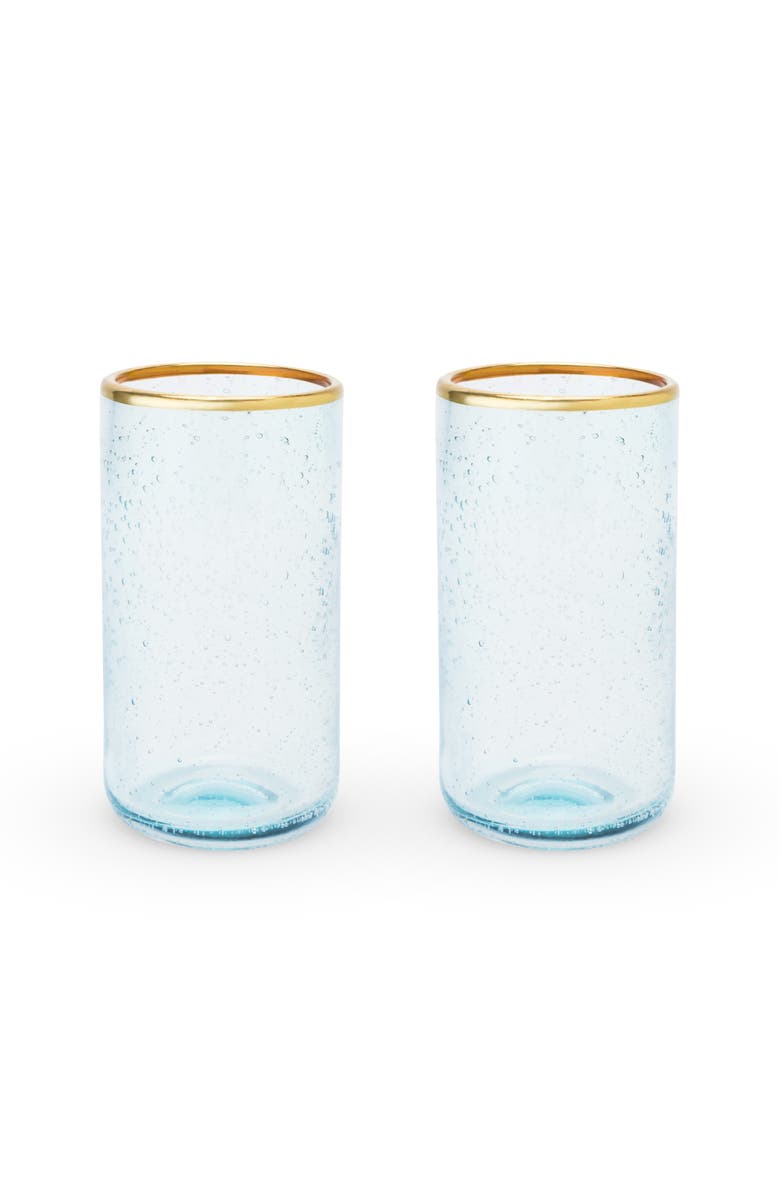 TWINE Aqua Bubble Glass Tumblers Set of 2, Alternate, color, Blue