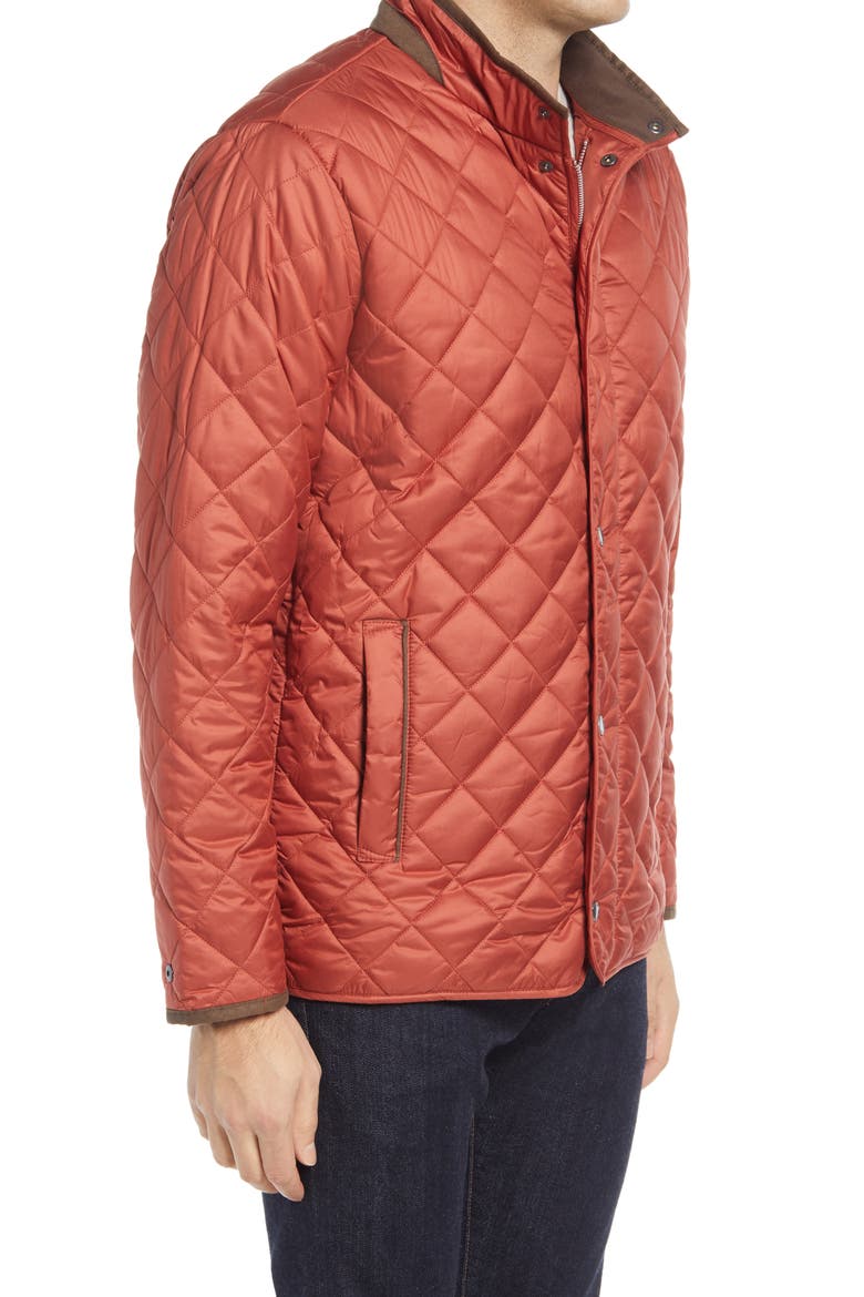 Suffolk Quilted Water-Resistant Car Coat, Alternate, color, BURNT ORANGE