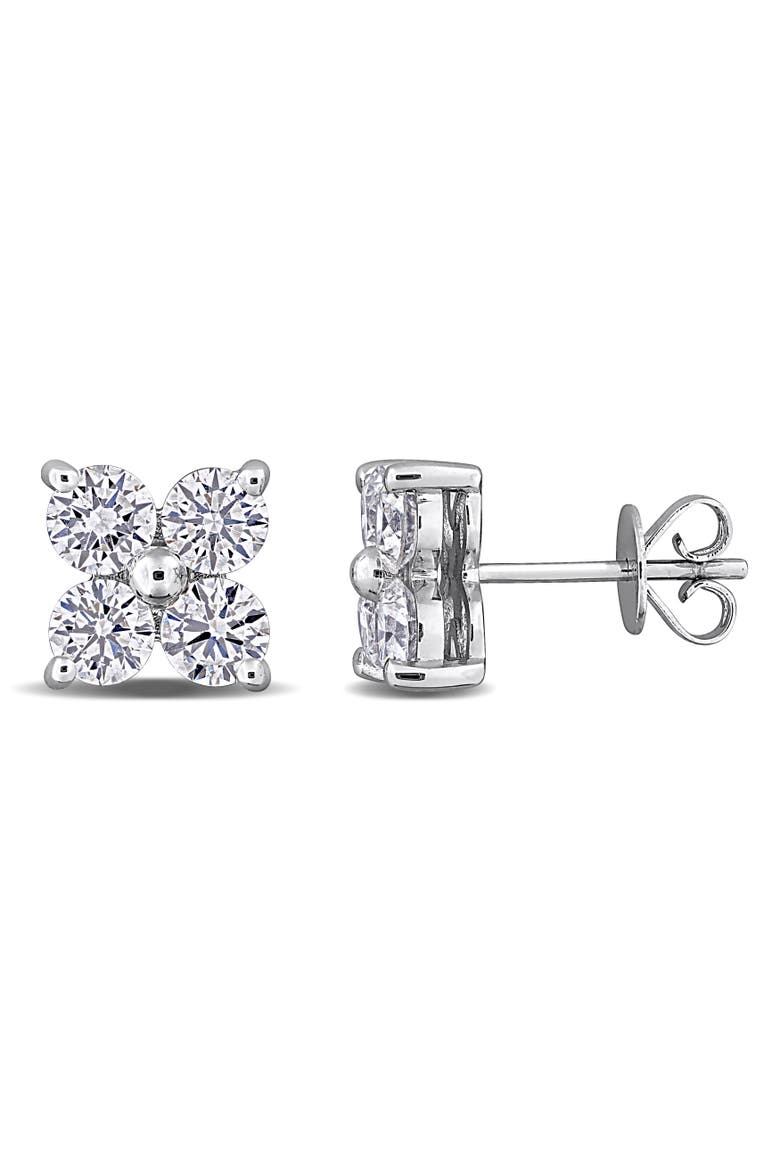 Lab-Grown Diamond Floral Stud Earrings 14k, Main, color, White Gold