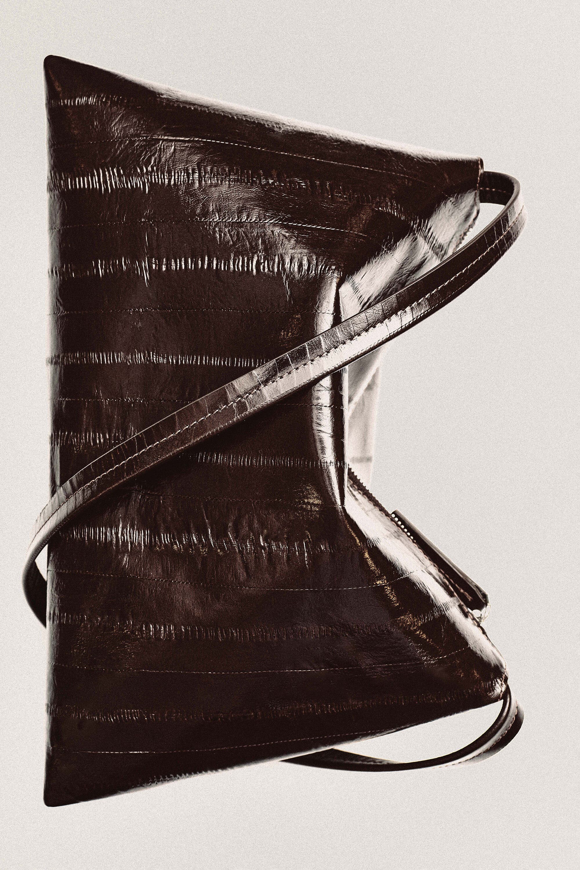 Pavilion Shoulder Bag - Eel-Effect Leather, Alternate, color, BROWN
