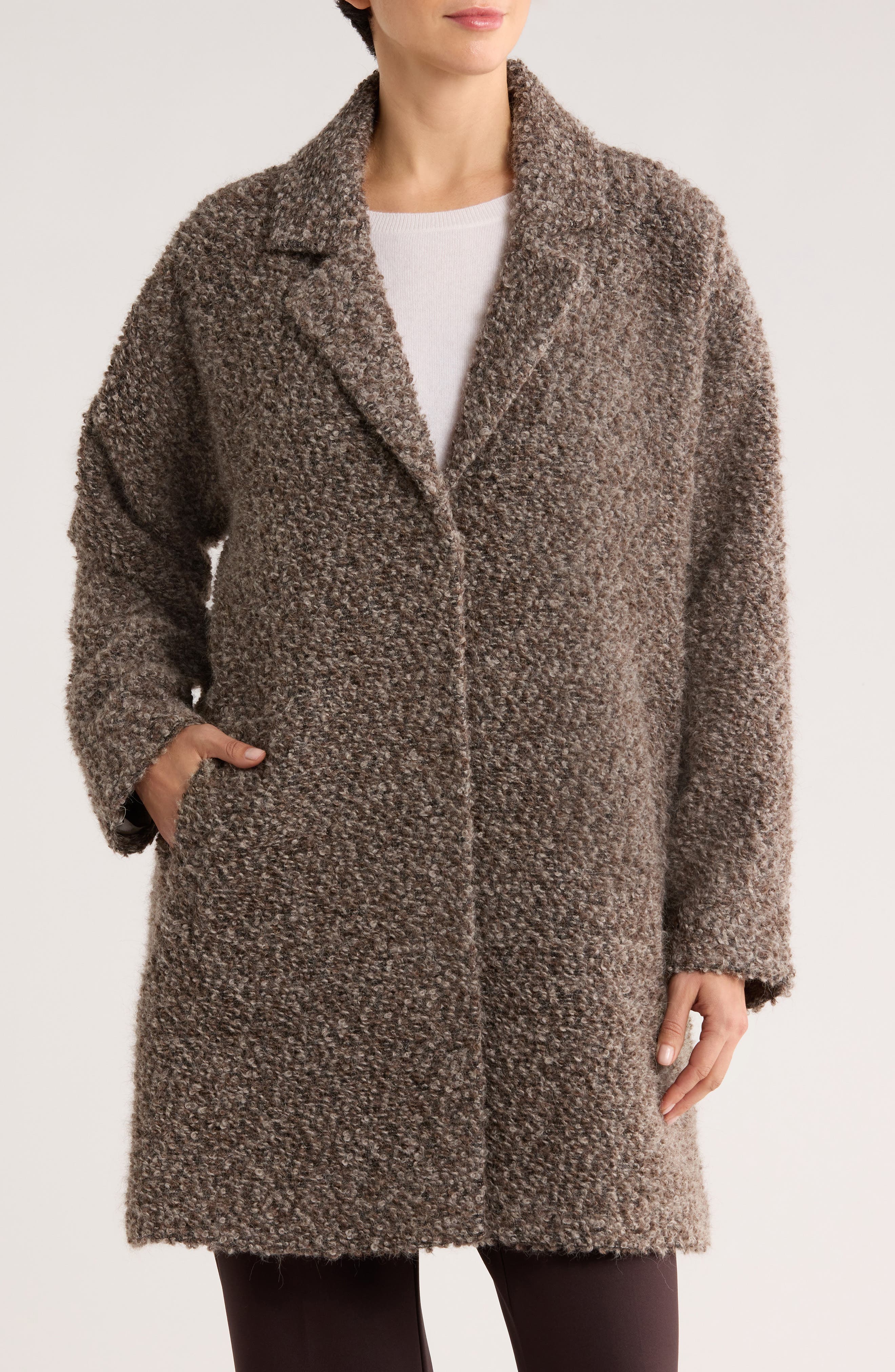 Eileen Fisher Alpaca & Wool Blend Faux Shearling Coat