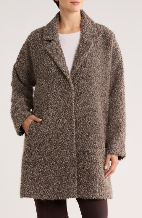 Alpaca & Wool Blend Faux Shearling Coat
