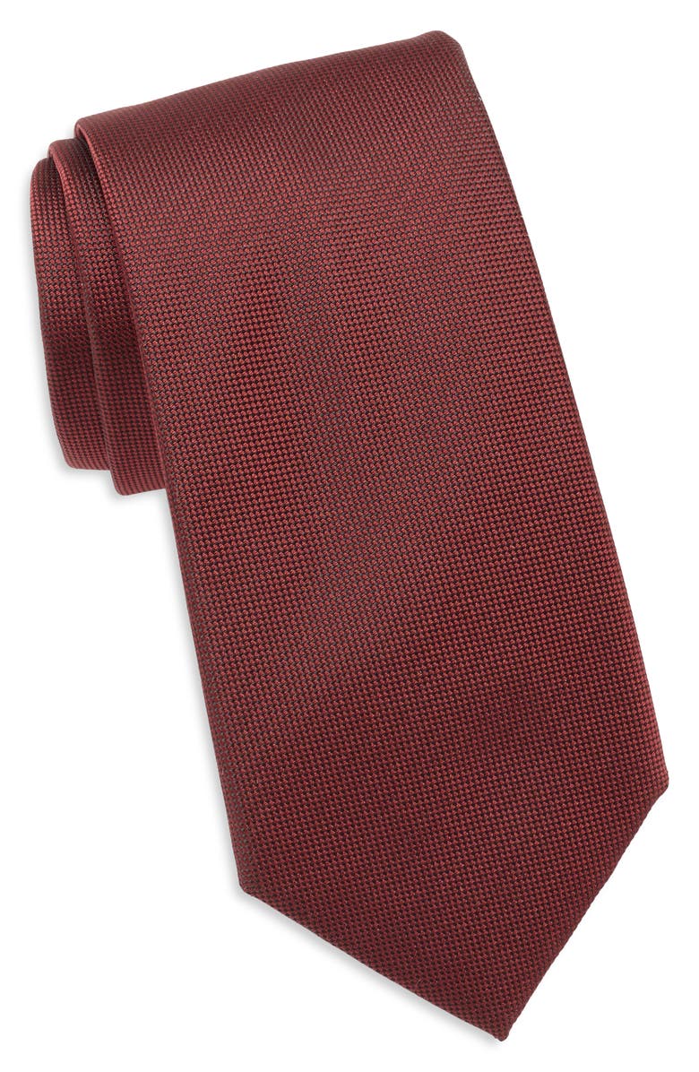 BOSS Solid Silk Blend Tie, Main, color, Dark Red