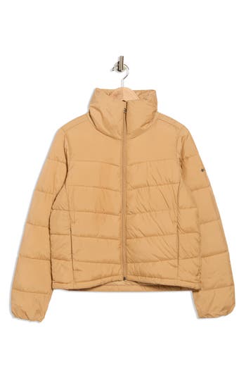 Columbia Shimmer Ridge Cropped Water Repellent Channel Quilted Puffer Jacket In Brown