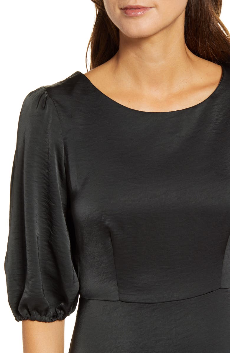 Bobeau Dara Puff Sleeve Ruffle Hem Midi Dress, Alternate, color, 