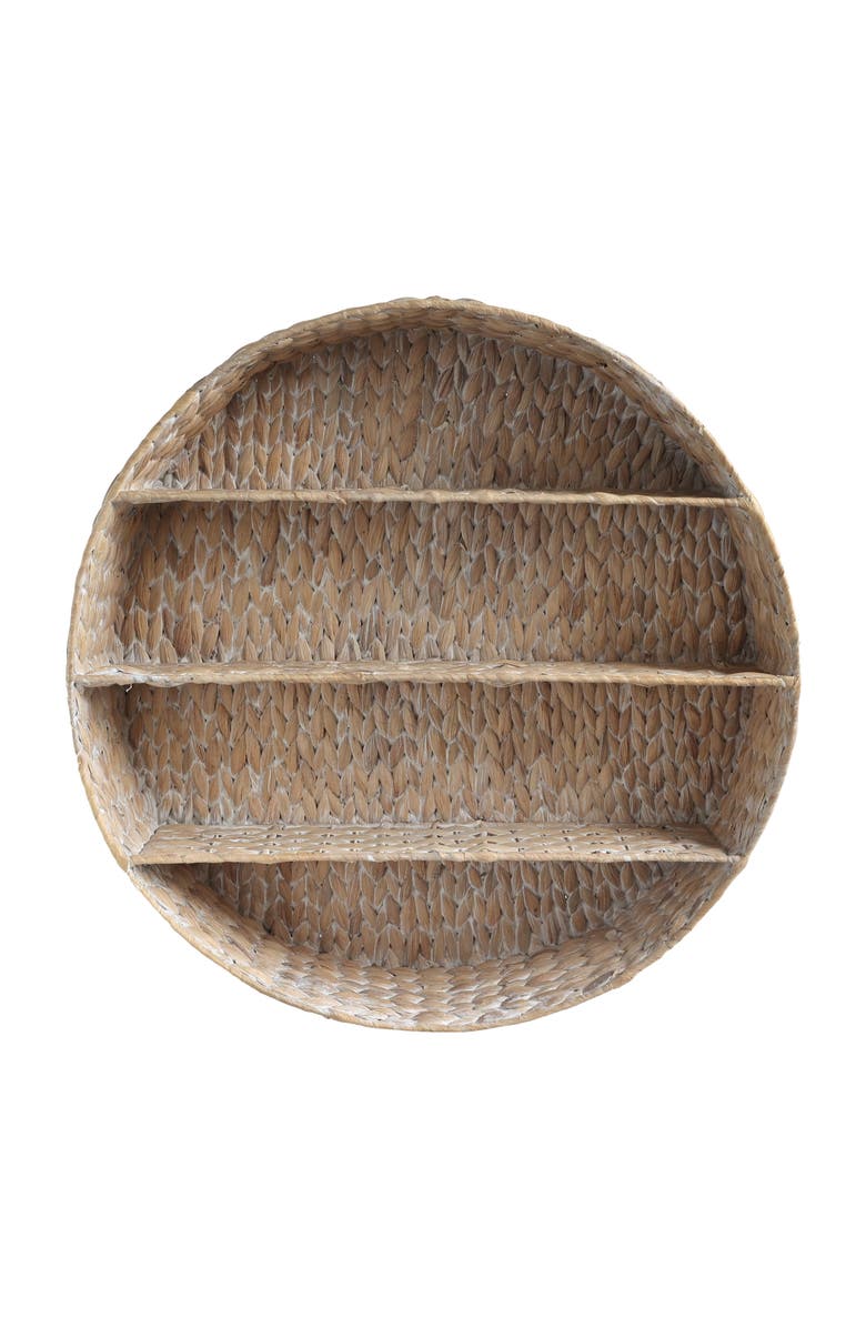 HAPPIMESS Annulus 3-Shelf Circular Handwoven Hyacinth Wall Rack, Main, color, White Wash