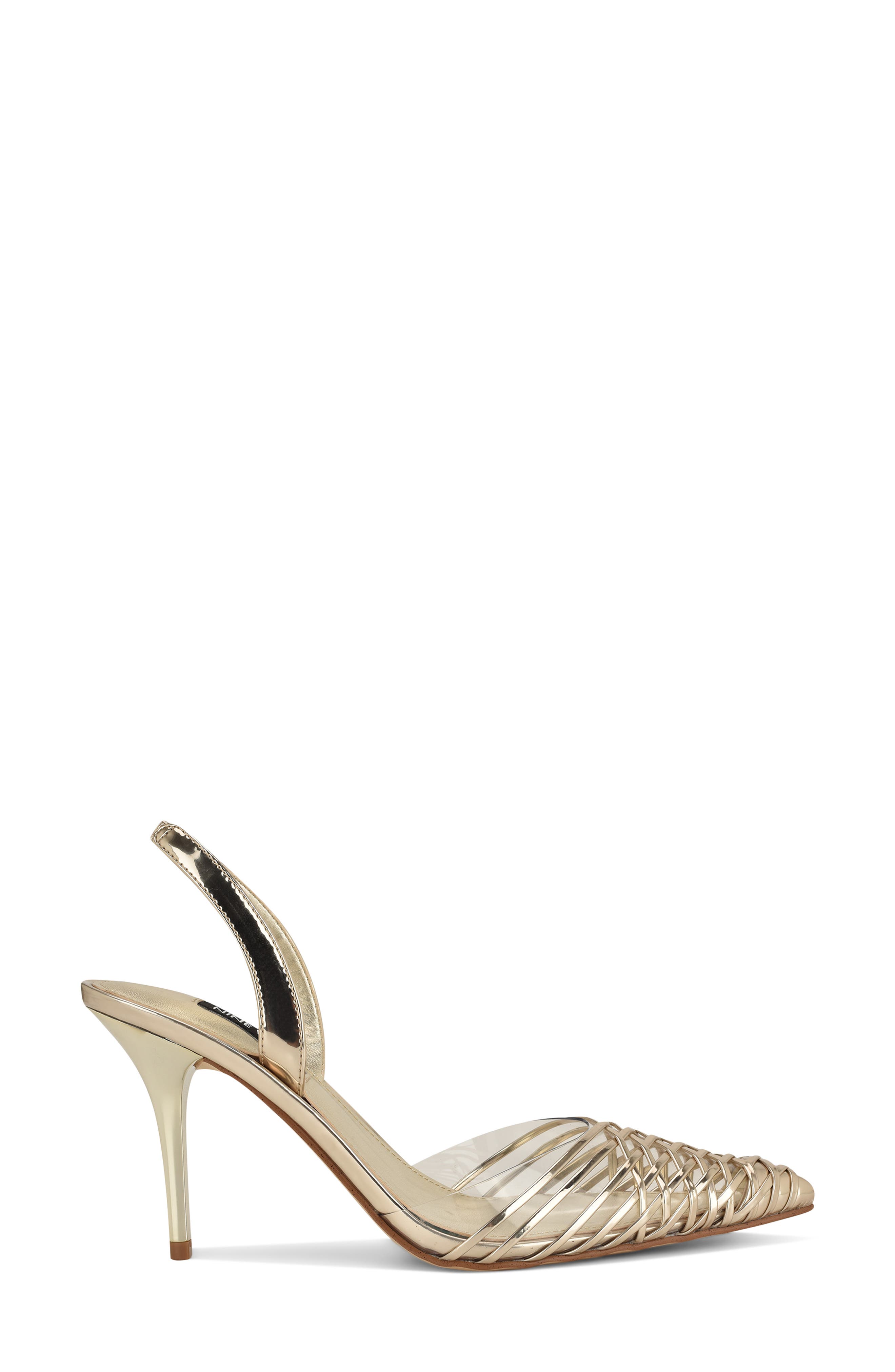 Pemma Slingback Pointed Cap Toe Pump, Alternate, color, GOLD