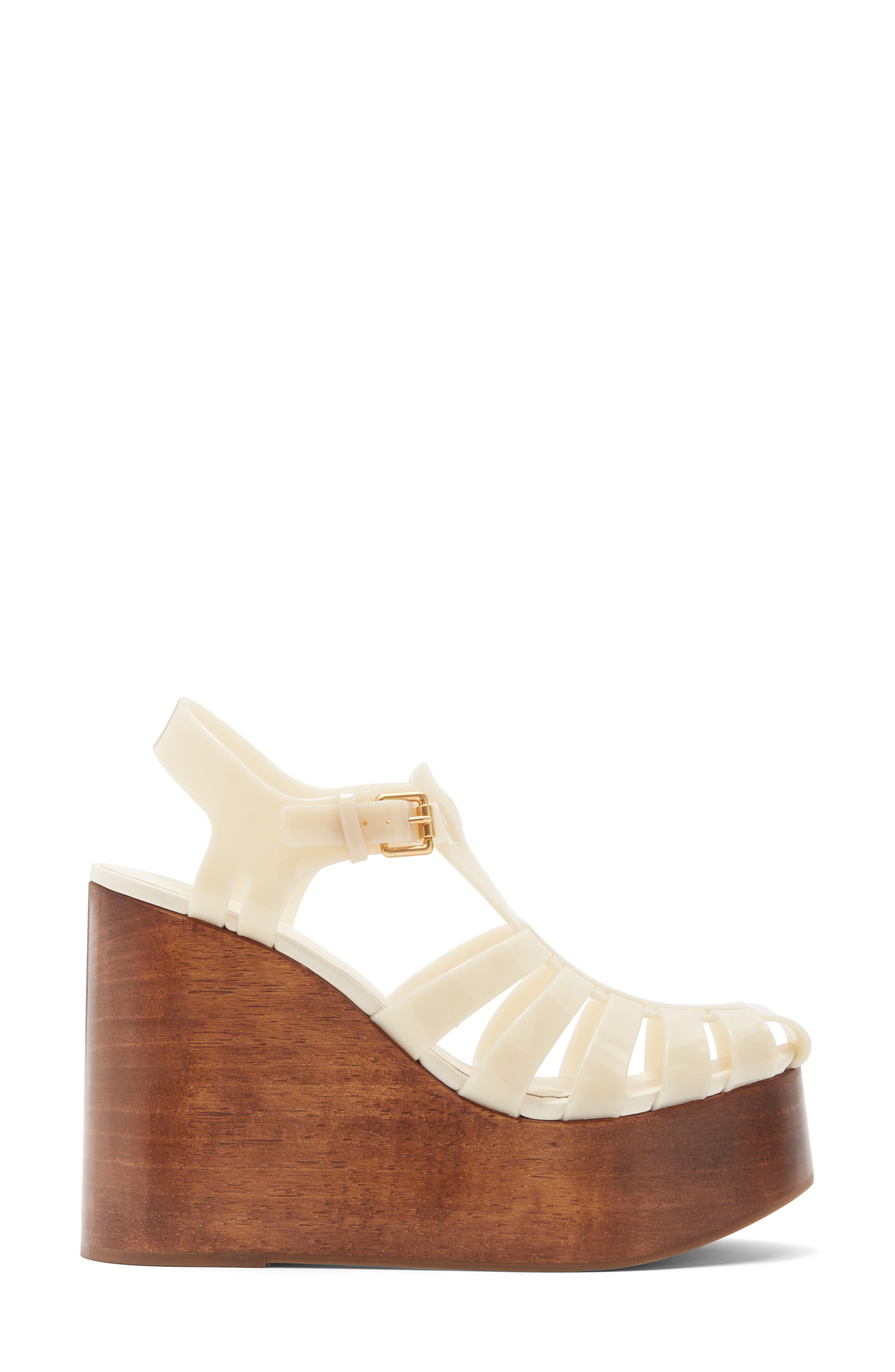 FARM Rio Fisherman Jelly Wedge Sandal, Alternate, color, Ivory