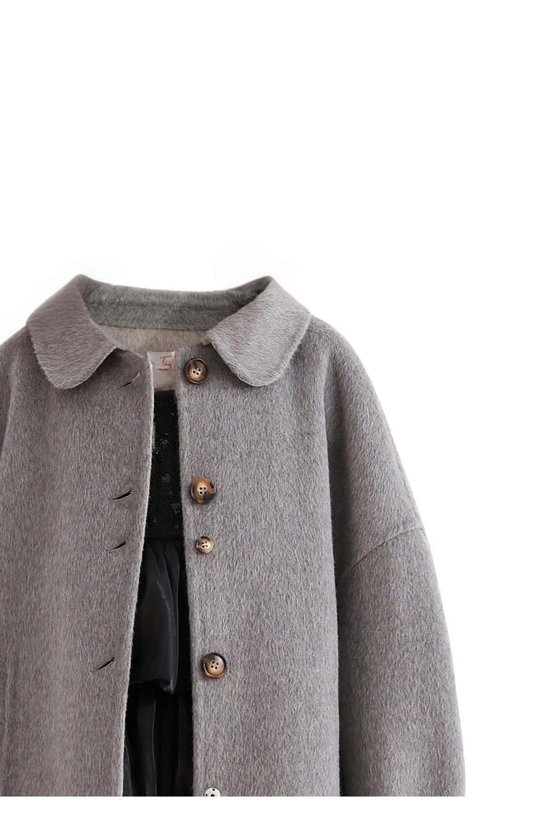 Wool Coat with Peter Pan Collar, Alternate, color, Grey