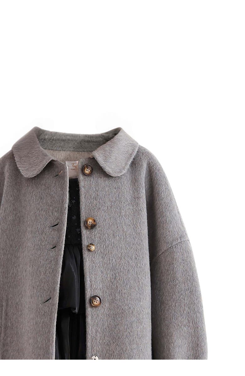 Tulleen Wool Coat with Peter Pan Collar, Alternate, color, Grey