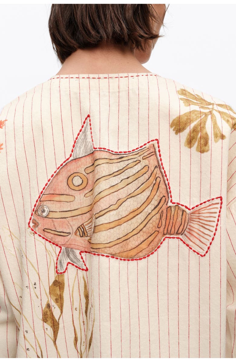 Bimba y Lola Patchwork Cotton Cropped Jacket, Alternate, color, Ivory