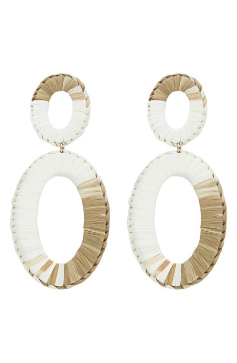 Raffia Oval Drop Earrings