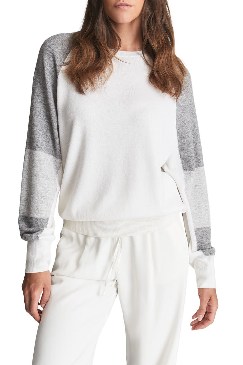 Roma Colorblock Sweater, Main, color, GREY/ ECRU