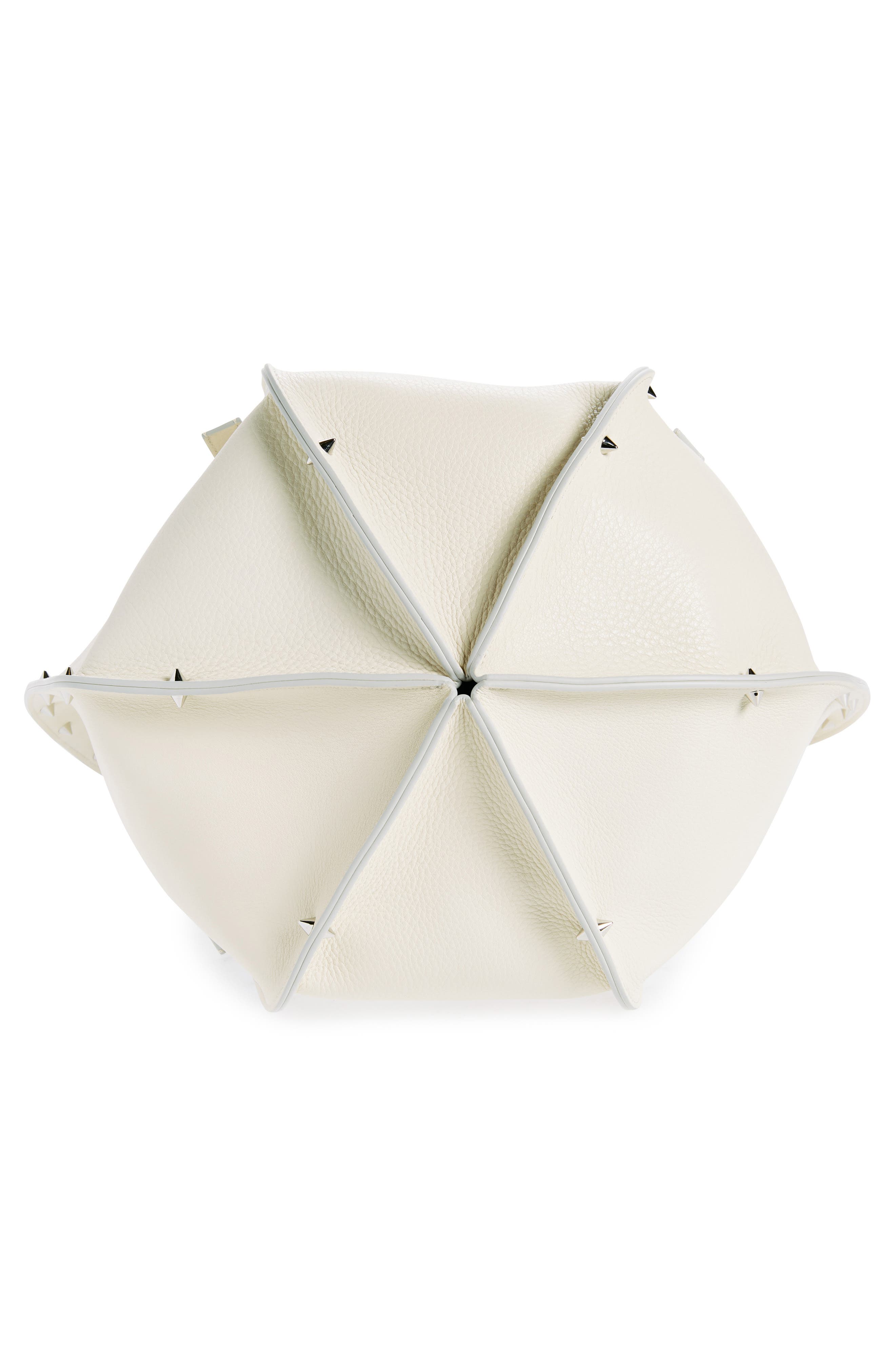 Carmela Spike Stud Leather Tote, Alternate, color, WHITE