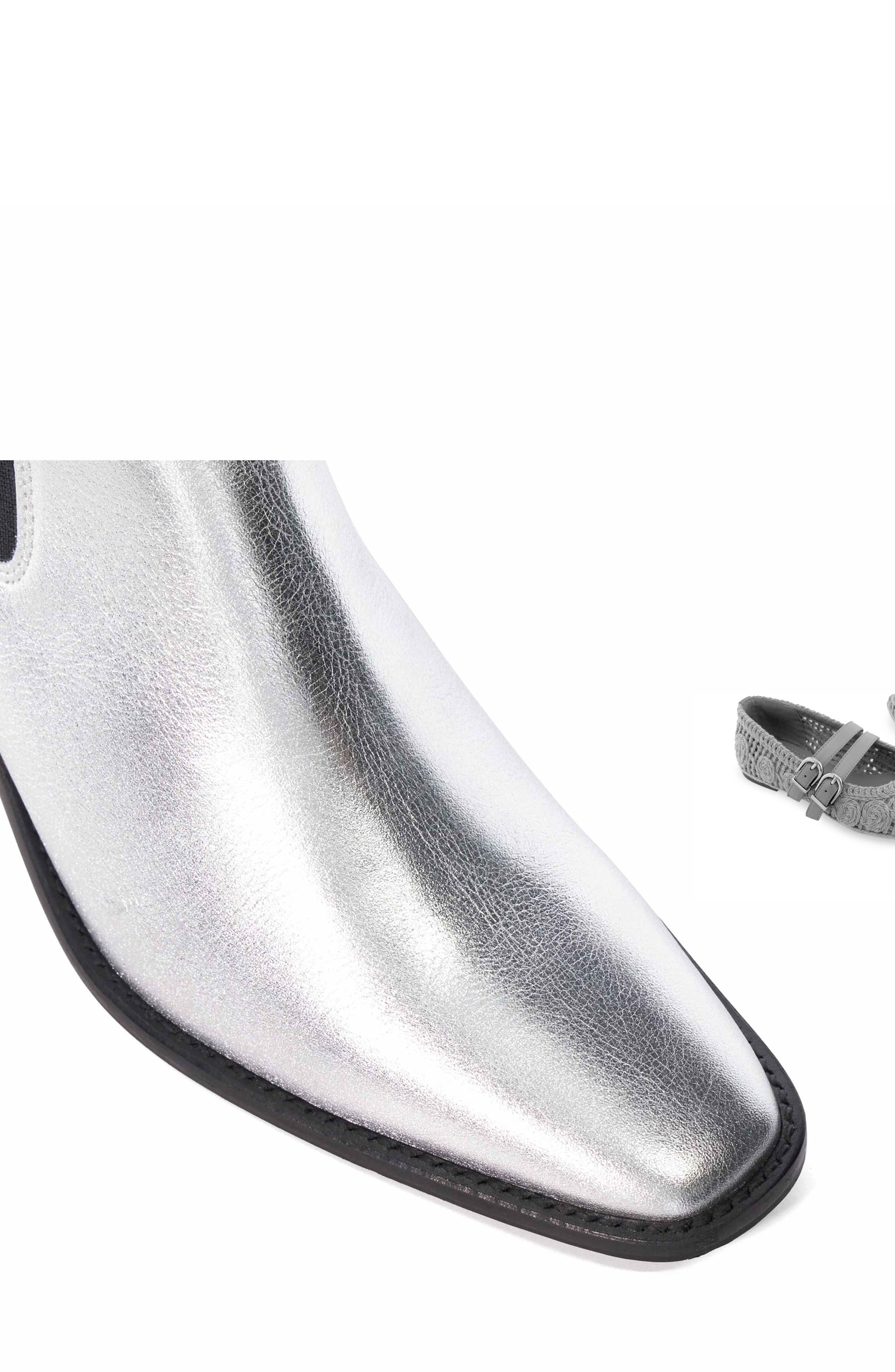 Dune London Pexas Chelsea Boot, Alternate, color, Silver-Leather