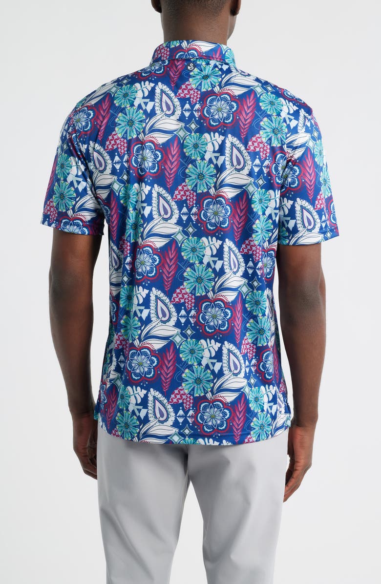 Swannies Festival Floral Performance Golf Polo, Alternate, color, Twilight