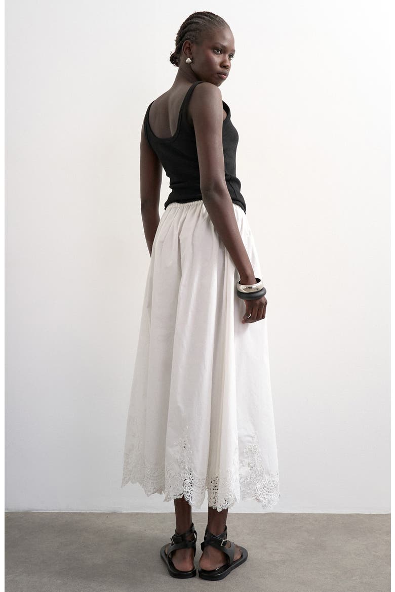 Lace Hem Cotton Maxi Skirt, Alternate, color, IVORY