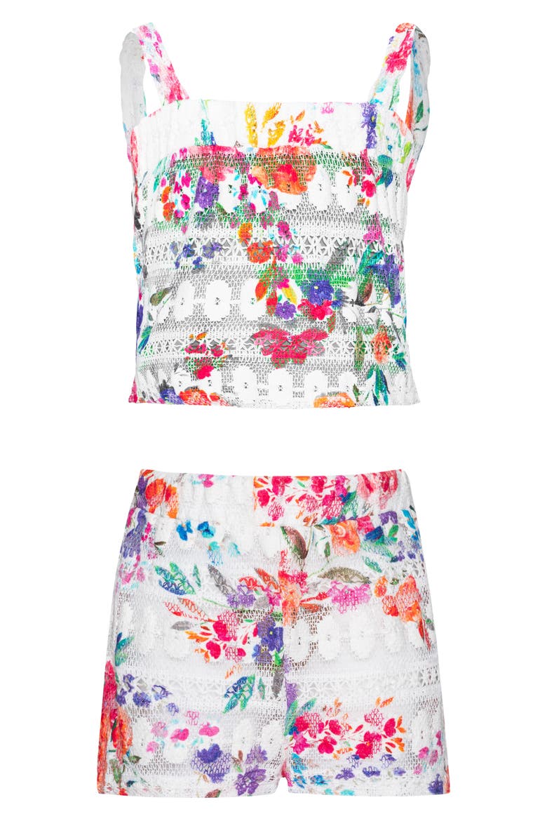 Kids' Lainey Lace Cover-Up Top & Shorts Set, Main, color, FLORENCIA
