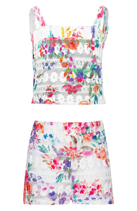 Kids
 Lainey Lace Cover-Up Top 
Shorts Set (Big Kid)